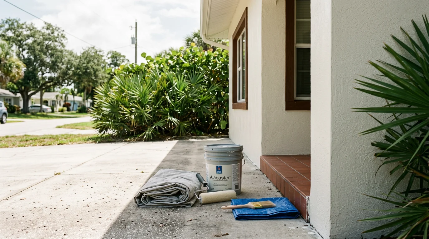 Professional painter from Vali Painting LLC painting an interior wall in a home in Sarasota, Florida